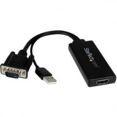 Cable Conversor VGA a HDMI con Audio USB y Alimentación Cable Convertidor Móvil de HD15 a HDMI - 1080p