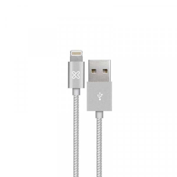 Cable KlipX Lightning Tejido Iphone 50cm Silver Pure silver