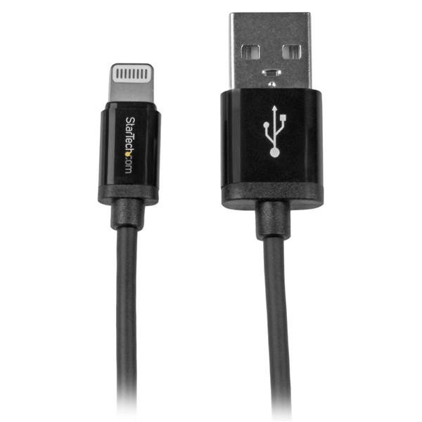 Cable Startech 2mts para iPhone / iPad / iPod  de Carga Rápida Certificación MFi de Apple Negro