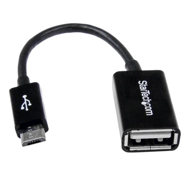 Adaptador Startech de 12cm Micro USB Macho a USB A Hembra OTG para Tablets o Teléfonos Celulares Negro