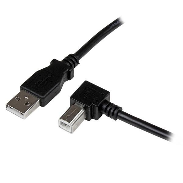 Adaptador USB 2mts para Impresora Acodado 1x USB A Macho 1x USB B Macho en Ángulo Derecho