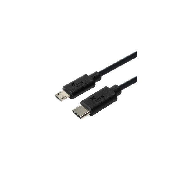 Cable Xtech con Conector Tipo C Macho a micro-USB Macho 1.8 mts