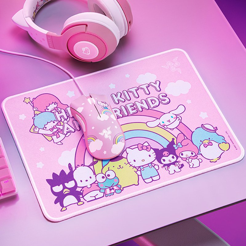 Razer Kit Mouse y Mousepad Deathadder Essential + Goliathus Mobile Hello Kitty Rosado