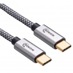 Cable USB-C a USB-C 3.1 10Gbps 1.8mts Conector Metálico Gris